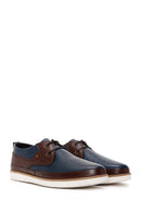 Men's Navy Blue Leather Casual Shoes | Derimod