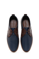 Men's Navy Blue Leather Casual Shoes | Derimod