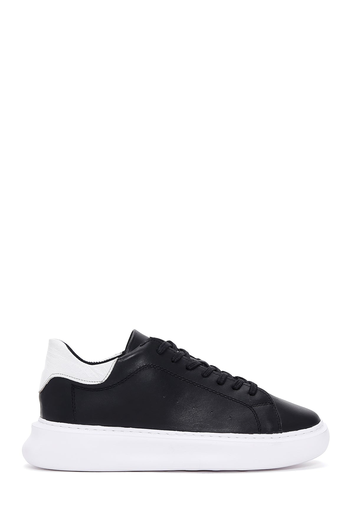 Men's Black Leather Thick Soled Sneaker 23SFD693618 | Derimod
