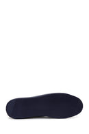 Men's Navy Blue Leather Printed Casual Sneaker | Derimod