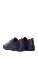 Men's Navy Blue Leather Printed Casual Sneaker | Derimod