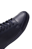 Men's Navy Blue Leather Printed Casual Sneaker | Derimod