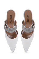 Kadın Ekru Taşlı Topuklu Terlik | Derimod