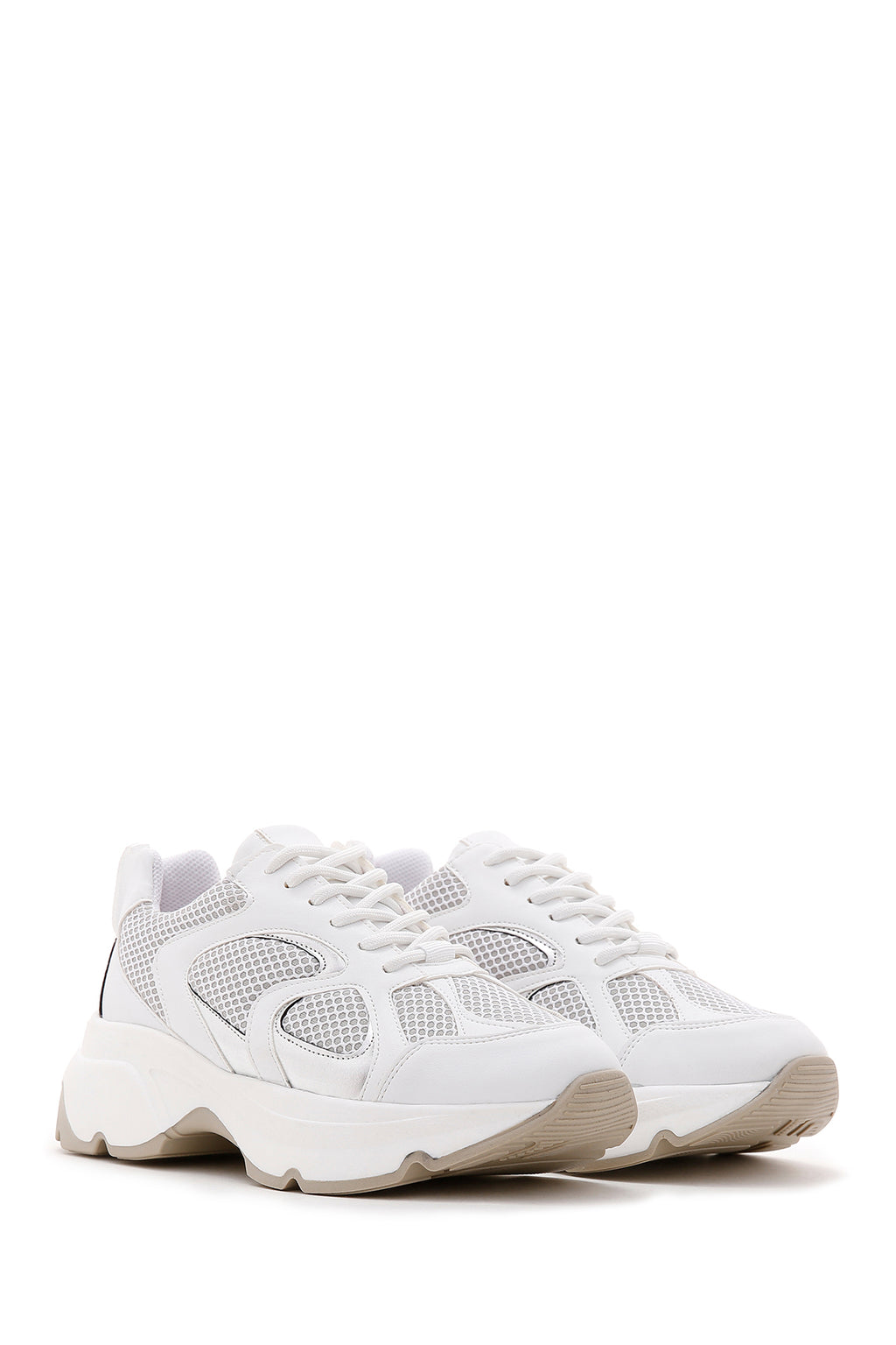 Kadın Beyaz Kalın Tabanlı Sneaker