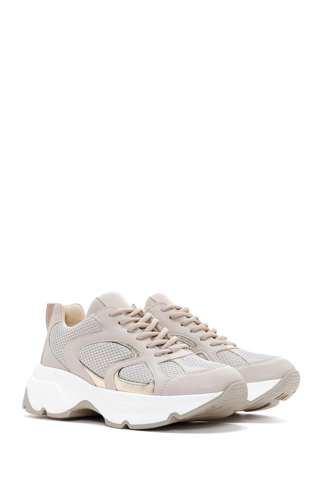 Kadın Bej Kalın Tabanlı Sneaker