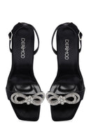 Kadın Siyah Taşlı Saten İnce Topuklu Sandalet | Derimod