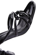 Women's Black Patent Leather Heeled Slippers | Derimod