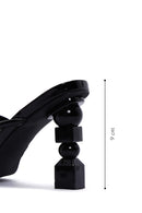 Women's Black Patent Leather Heeled Slippers | Derimod