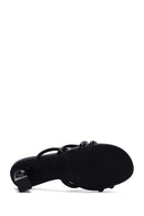 Women's Black Patent Leather Heeled Slippers | Derimod
