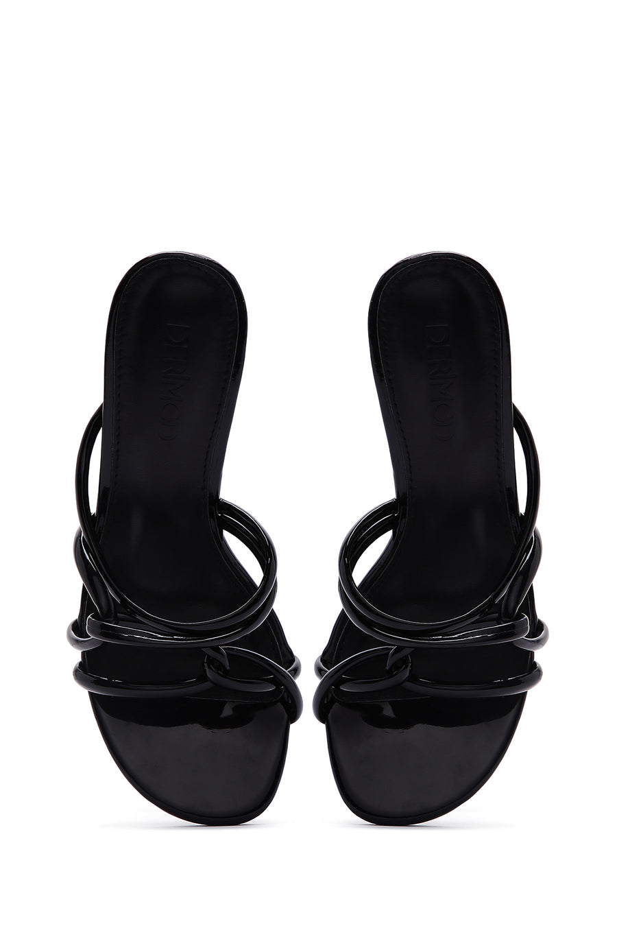 Women's Black Patent Leather Heeled Slippers