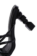 Women's Black Patent Leather Heeled Slippers | Derimod