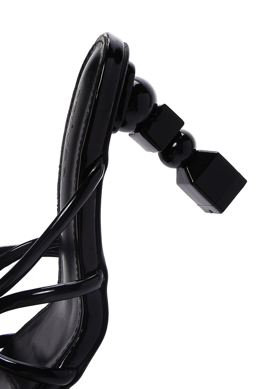 Women's Black Patent Leather Heeled Slippers