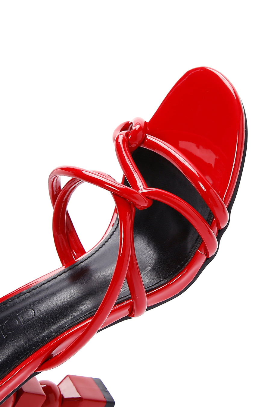 Women's Red Patent Leather Heeled Slippers