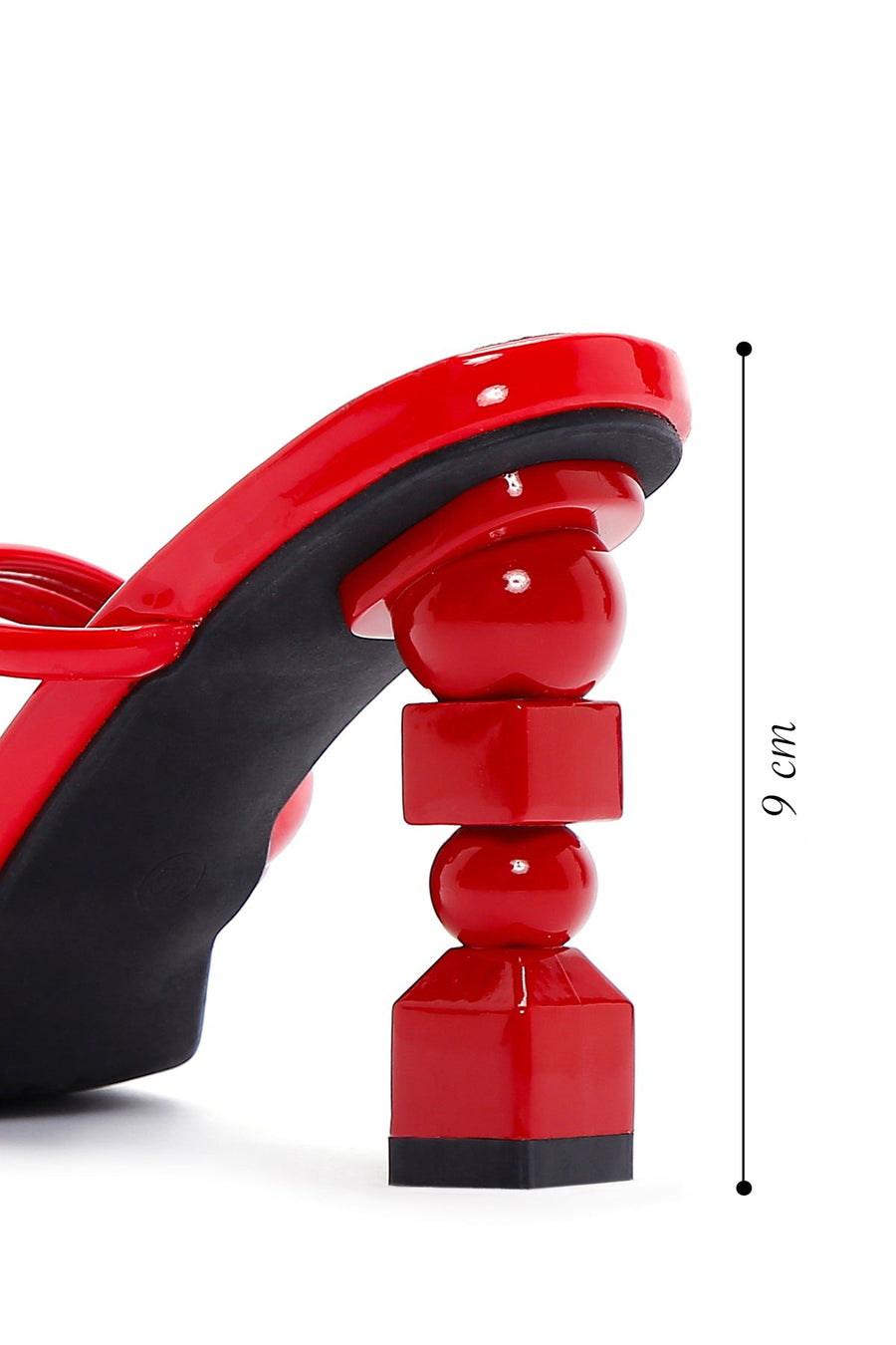 Women's Red Patent Leather Heeled Slippers