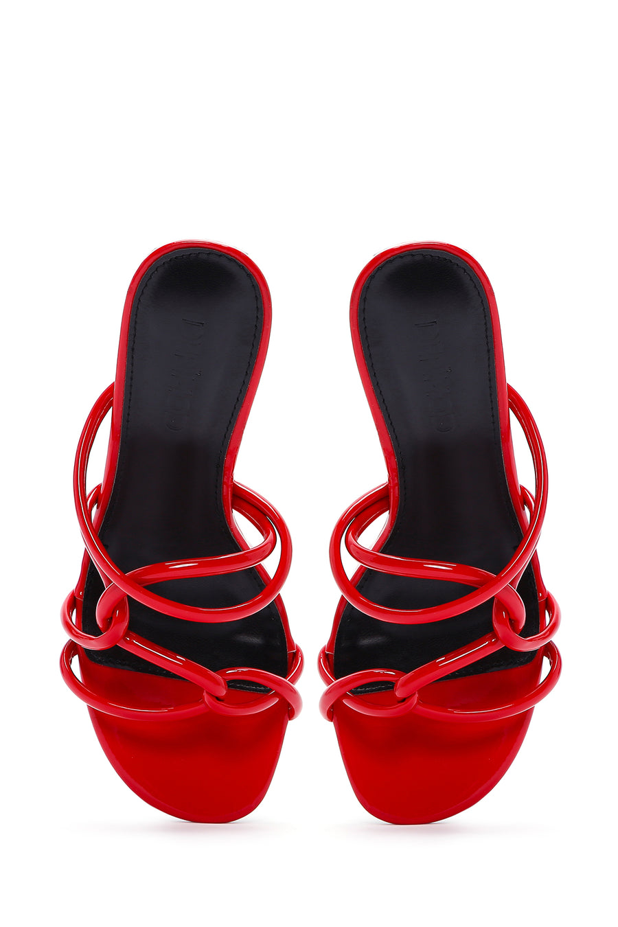 Women's Red Patent Leather Heeled Slippers