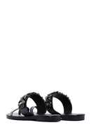 Kadın Siyah Taşlı Parmak Arası Düz Terlik | Derimod