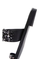 Kadın Siyah Taşlı Parmak Arası Düz Terlik | Derimod