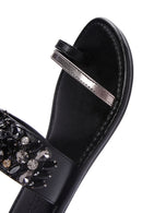 Kadın Siyah Taşlı Parmak Arası Düz Terlik | Derimod