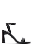 Kadın Siyah Metalik Tek Bant Topuklu Sandalet | Derimod