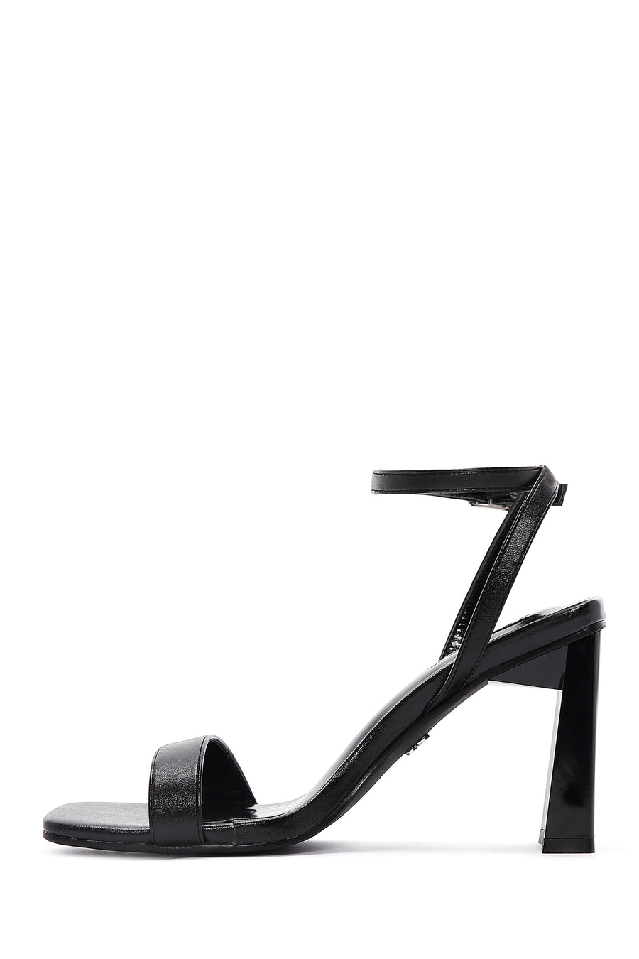 Women's Black Metallic Single Strap Heeled Sandals