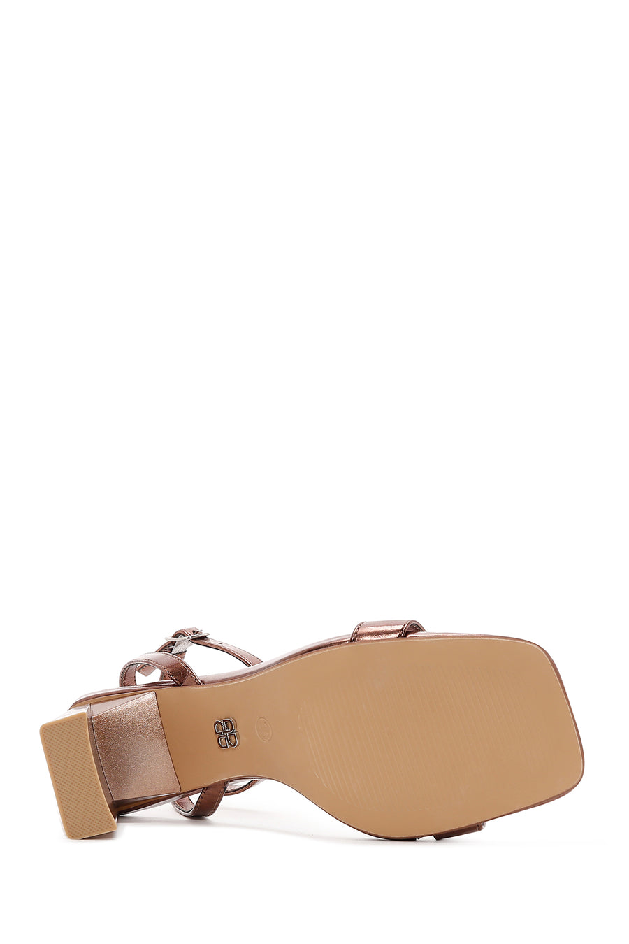 Women's Bronze Metallic Single Strap Heeled Sandals