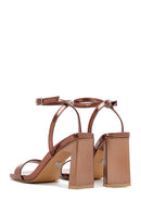 Kadın Bronz Metalik Tek Bant Topuklu Sandalet | Derimod