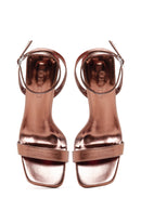 Kadın Bronz Metalik Tek Bant Topuklu Sandalet | Derimod