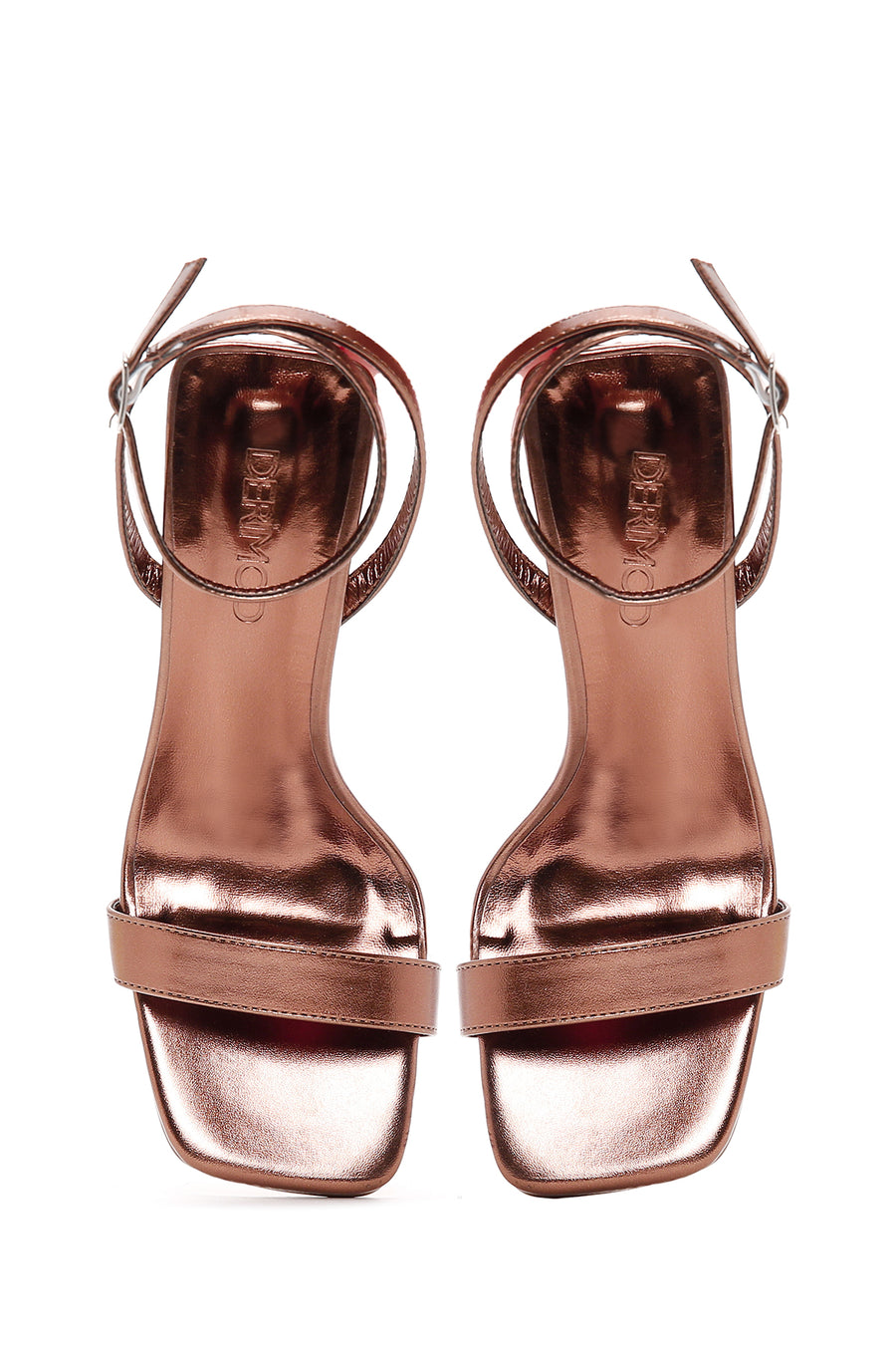Women's Bronze Metallic Single Strap Heeled Sandals