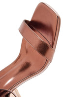 Kadın Bronz Metalik Tek Bant Topuklu Sandalet | Derimod