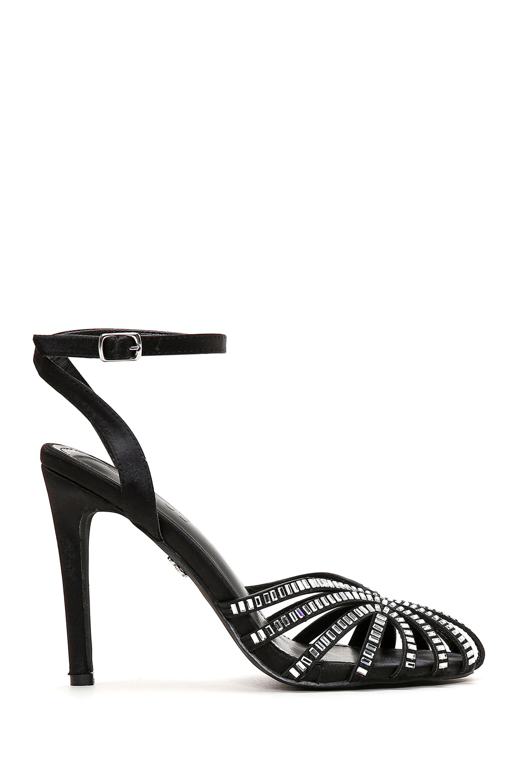 Kadın Siyah Taşlı İnce Topuklu Sandalet