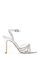 Women's Silver Stone Thin Heel Sandals | Derimod
