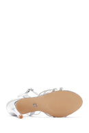 Women's Silver Stone Thin Heel Sandals | Derimod