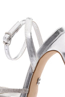 Women's Silver Stone Thin Heel Sandals | Derimod