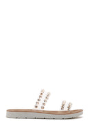 Kadın Pembe Altın Şeffaf Taşlı Düz Terlik | Derimod