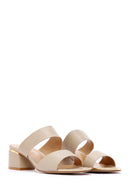 Women's Beige Thick Heeled Slippers | Derimod