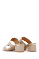 Women's Beige Thick Heeled Slippers | Derimod