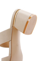 Women's Beige Thick Heeled Slippers | Derimod