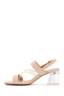 Kadın Bej Kalın Topuklu Sandalet | Derimod