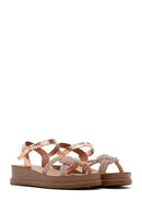 Kadın Pembe Taşlı Kalın Tabanlı Sandalet | Derimod