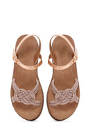 Kadın Pembe Taşlı Kalın Tabanlı Sandalet | Derimod