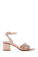 Women's Pink Gold Thick Heeled Sandals | Derimod