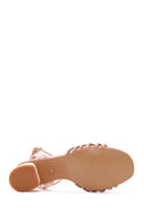 Women's Pink Gold Thick Heeled Sandals | Derimod