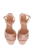 Women's Pink Gold Thick Heeled Sandals | Derimod