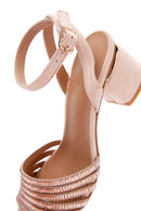 Women's Pink Gold Thick Heeled Sandals | Derimod