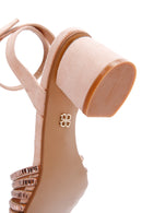 Women's Pink Gold Thick Heeled Sandals | Derimod