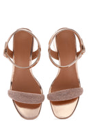 Kadın Pembe Altın Taşlı Kalın Topuklu Sandalet | Derimod