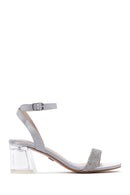 Women's Silver Ankle Strap Transparent Heeled Sandals | Derimod