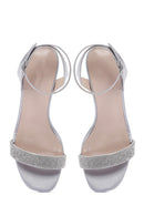Women's Silver Ankle Strap Transparent Heeled Sandals | Derimod