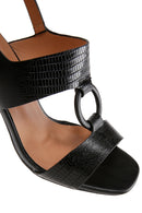 Kadın Siyah Kroko Kalın Topuklu Sandalet | Derimod