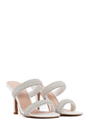 Kadın Beyaz Taşlı İnce Topuklu Terlik | Derimod